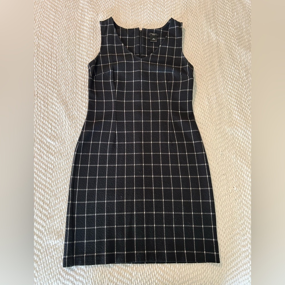 LOFT Black Windowpane Sheath Dress